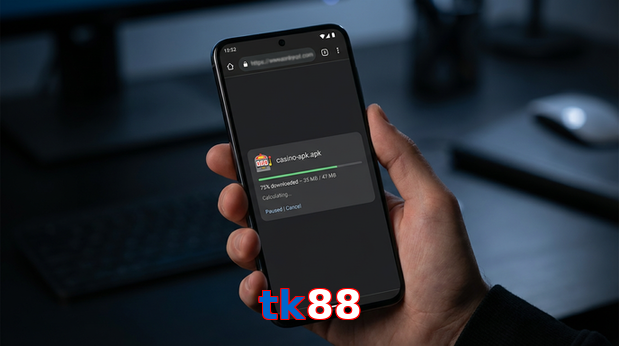 Main screen of Tk88 apk page for PK players